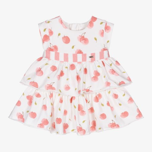 Mayoral Newborn-Ivory & Pink Cherry Dress Set | Childrensalon Outlet
