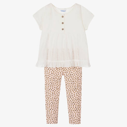 Mayoral-Кремовый топ и розовые легинсы | Childrensalon Outlet