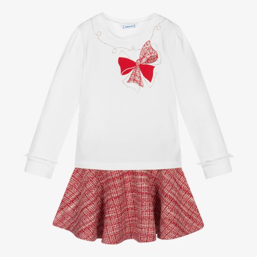 Mayoral-Ivory & Red Skirt Set | Childrensalon Outlet