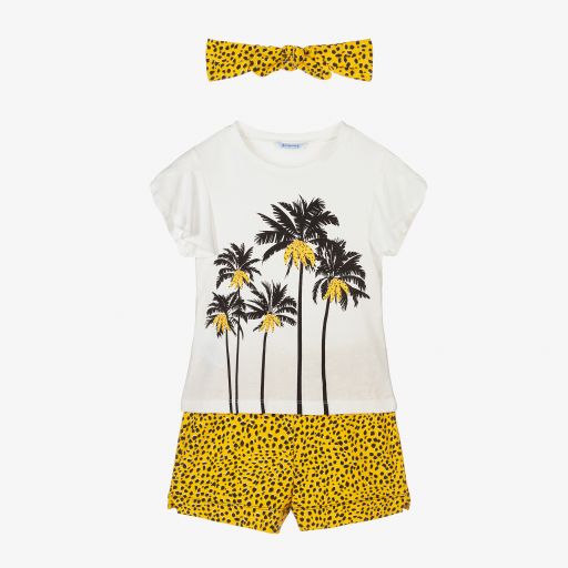 Mayoral-Ivory & Yellow Shorts Set | Childrensalon Outlet