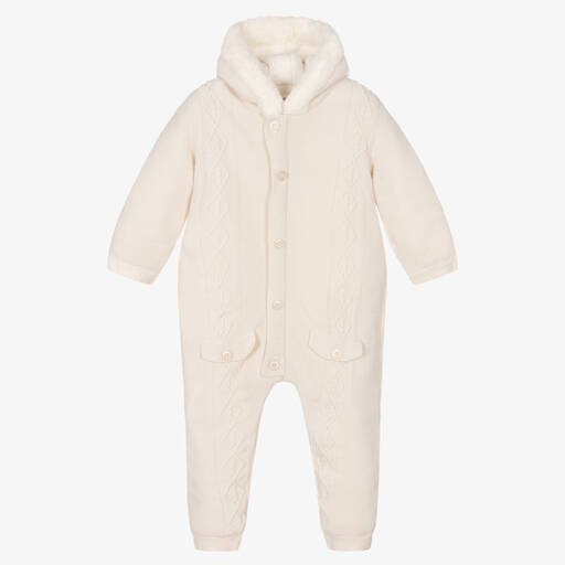 Mayoral Newborn-Light Beige Knitted Pramsuit | Childrensalon Outlet