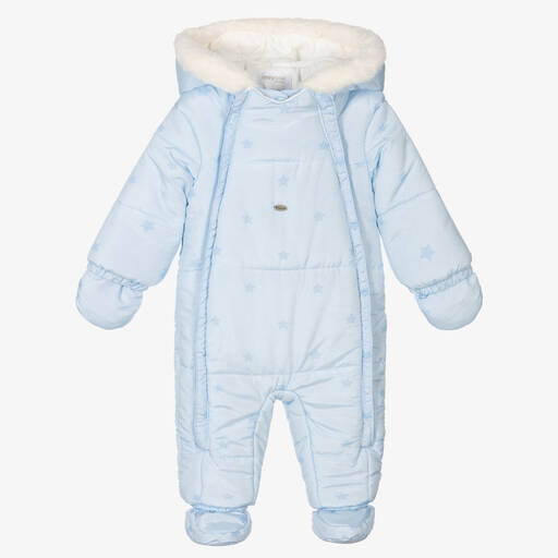 Mayoral Newborn-Light Blue Stars Baby Snowsuit | Childrensalon Outlet