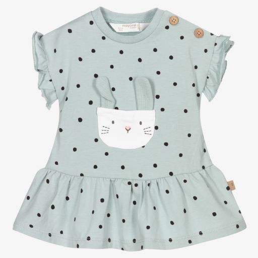 Mayoral Newborn-فستان قطن عضوي جيرسي لون أخضر نعناعي | Childrensalon Outlet