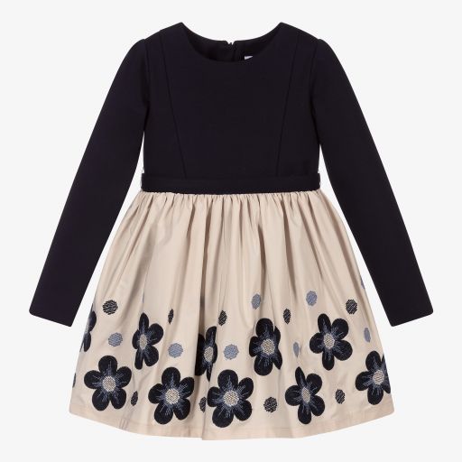 Mayoral-Navy Blue & Beige Dress | Childrensalon Outlet