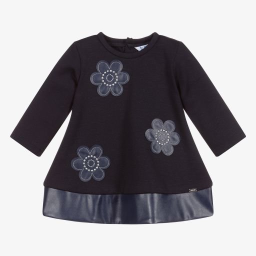 Mayoral-Синее платье с цветами | Childrensalon Outlet