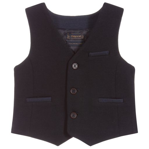 Mayoral-Navy Blue Polycotton Waistcoat | Childrensalon Outlet