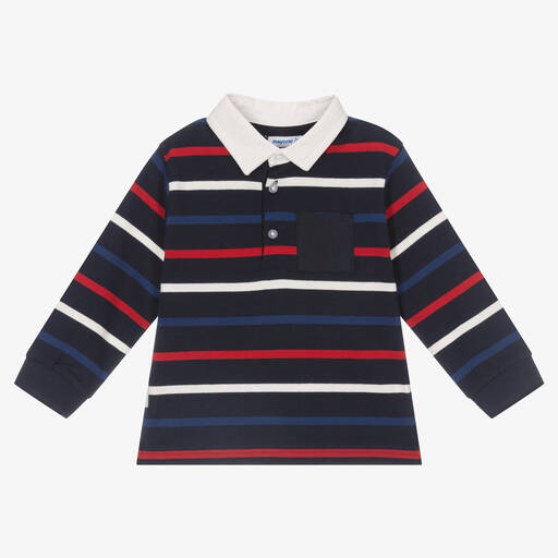 Mayoral-Navy Blue Striped Rugby Shirt | Childrensalon Outlet