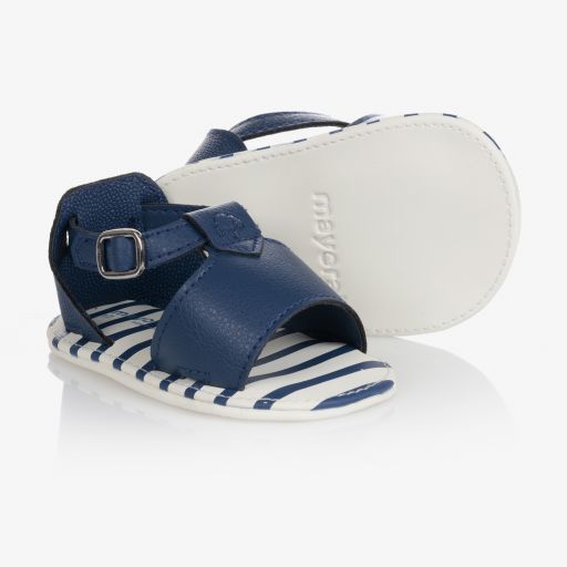 Mayoral Newborn-Navy Blue & White Sandals | Childrensalon Outlet