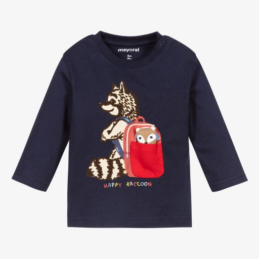 Mayoral-Navy Fox Ls Top | Childrensalon Outlet