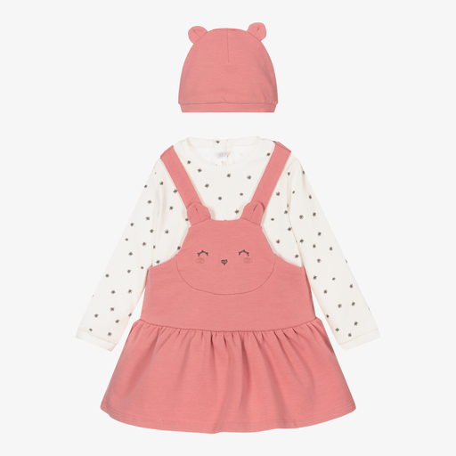Mayoral Newborn-طقم فستان وقبعة قطن جيرسي لون زهري | Childrensalon Outlet