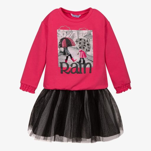Mayoral-Pink & Black Skirt Set | Childrensalon Outlet