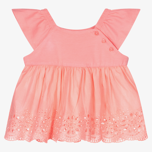 Mayoral-Розовый топ с вышивкой английской гладью | Childrensalon Outlet