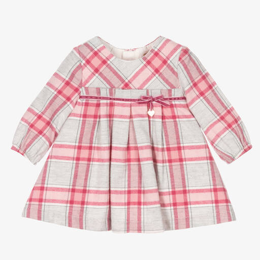 Mayoral Newborn-Розовое хлопковое платье в клетку для малышек | Childrensalon Outlet