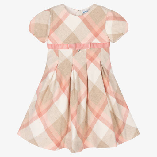 Mayoral-Pink Check Wool Blend Dress | Childrensalon Outlet