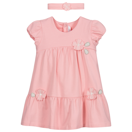 Mayoral Newborn-Pink Cotton Baby Dress Set   | Childrensalon Outlet