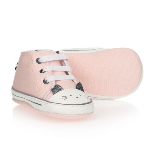 Mayoral Newborn-Pink Cotton Baby Trainers | Childrensalon Outlet