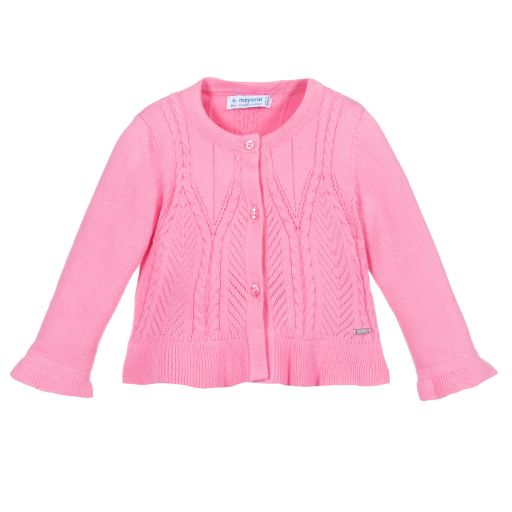 Mayoral-Pink Cotton Cardigan | Childrensalon Outlet