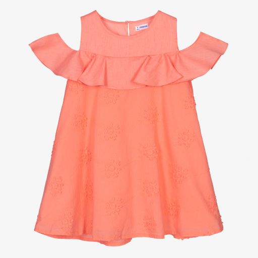 Mayoral-Pink Cotton Embroidered Dress | Childrensalon Outlet