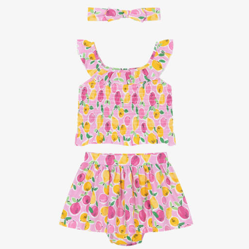 Mayoral-Pink Fruit Skirt Ensemble for Girls | Childrensalon Outlet
