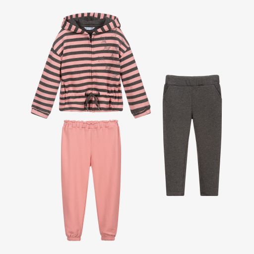 Mayoral-Pink & Grey 3 Piece Tracksuit | Childrensalon Outlet