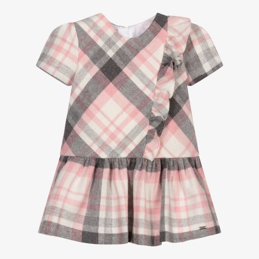 Mayoral-Pink & Grey Check Dress | Childrensalon Outlet