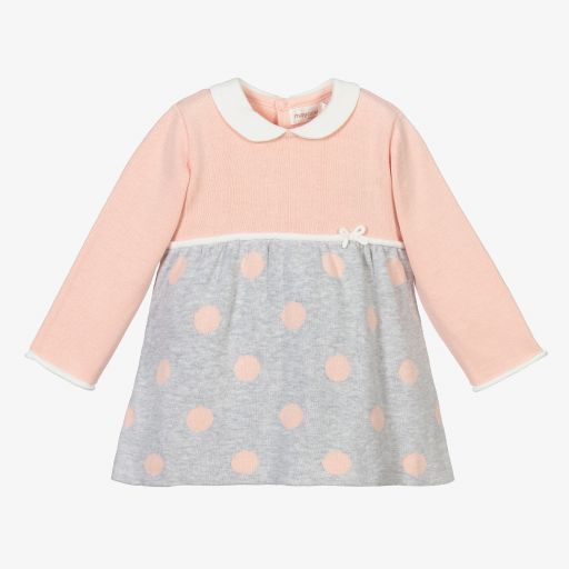 Mayoral Newborn-Pink & Grey Knitted Dress | Childrensalon Outlet