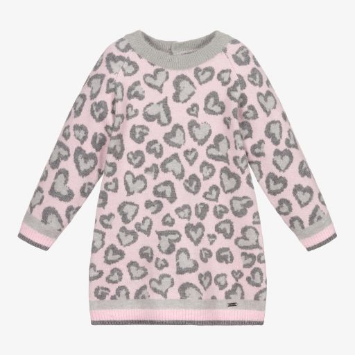 Mayoral-Pink & Grey Knitted Dress | Childrensalon Outlet