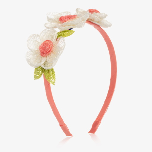 Mayoral-Pink & Ivory Flower Hairband | Childrensalon Outlet