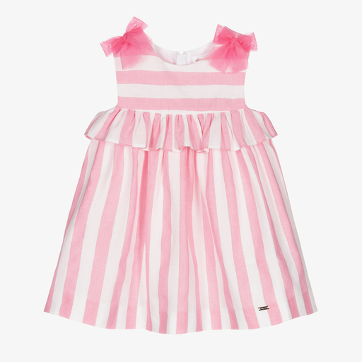 Mayoral Newborn-Pink & Ivory Striped Dress Set | Childrensalon Outlet