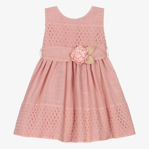 Mayoral-Pink Lace Cotton Sleeveless Dress | Childrensalon Outlet