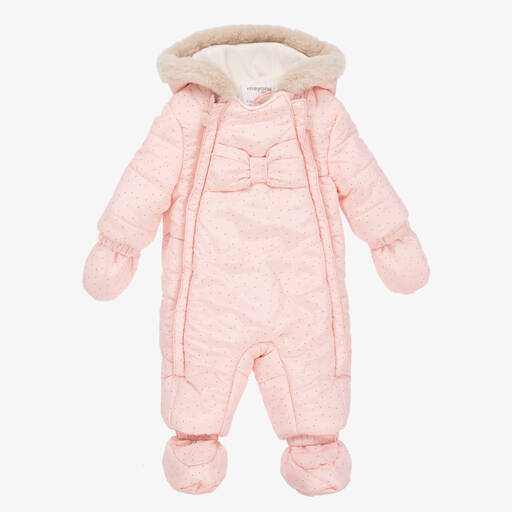 Mayoral Newborn-Pink Padded Baby Snowsuit | Childrensalon Outlet