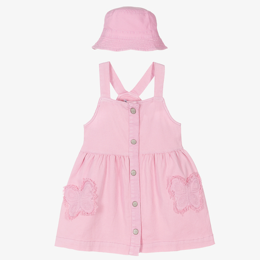 Mayoral-Pink Pinafore Dress & Hat Set | Childrensalon Outlet