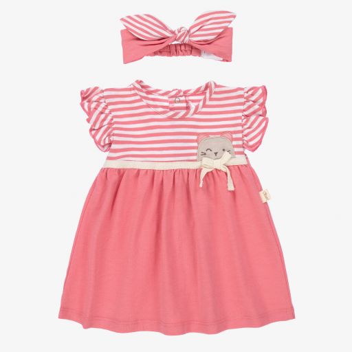 Mayoral Newborn-Pink Stripe Cotton Dress Set | Childrensalon Outlet
