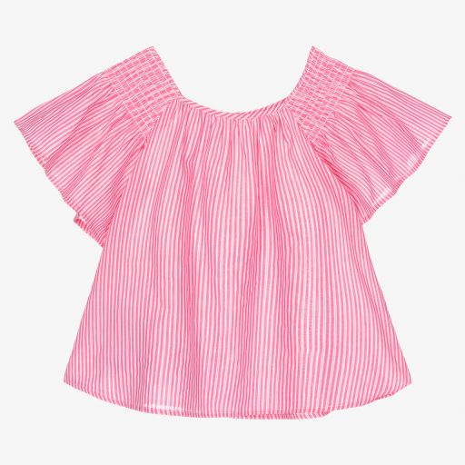 Mayoral-Pink Striped Cotton Blouse | Childrensalon Outlet