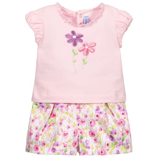 Mayoral-Pink T-Shirt & Shorts Set | Childrensalon Outlet