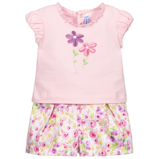 Mayoral-Rosa Set aus T-Shirt und Shorts | Childrensalon Outlet