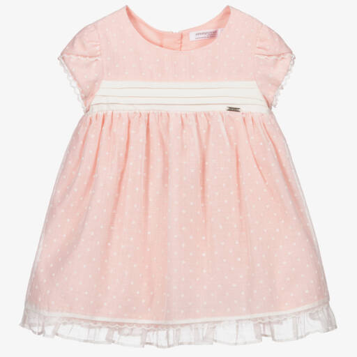 Mayoral Newborn-Pink & White Baby Dress Set  | Childrensalon Outlet