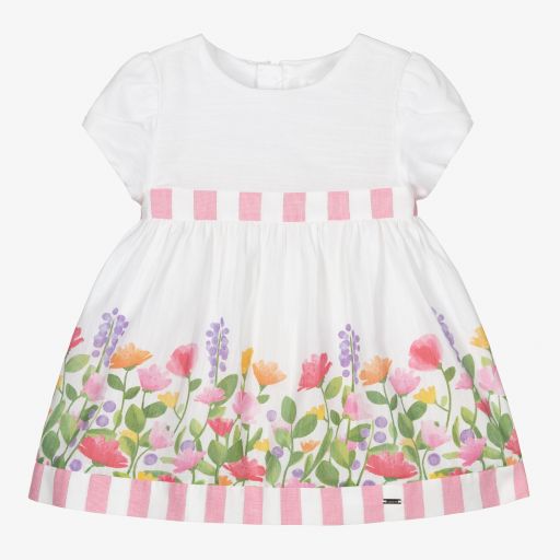Mayoral Newborn-Pink & White Baby Dress Set | Childrensalon Outlet