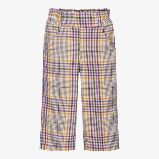 Mayoral-Фиолетово-кремовые брюки в клетку | Childrensalon Outlet