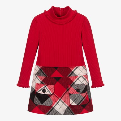 Mayoral-Red & Black Checked Dress | Childrensalon Outlet