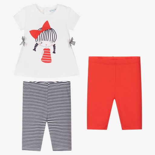 Mayoral-Red & Blue Leggings Set | Childrensalon Outlet