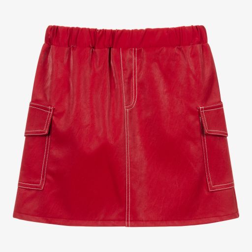 Mayoral-Red Faux Leather Skirt | Childrensalon Outlet