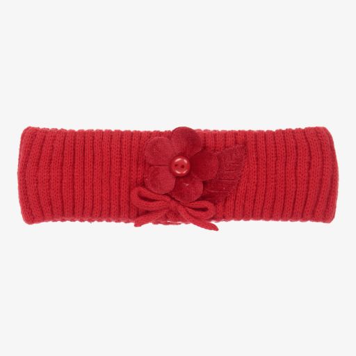 Mayoral Newborn-Bandeau rouge en maille à fleur | Childrensalon Outlet