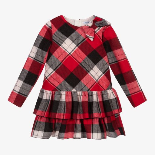 Mayoral-Red & Grey Tartan Dress | Childrensalon Outlet