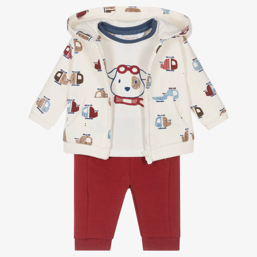 Mayoral-Ensemble jogging coton rouge ivoire | Childrensalon Outlet