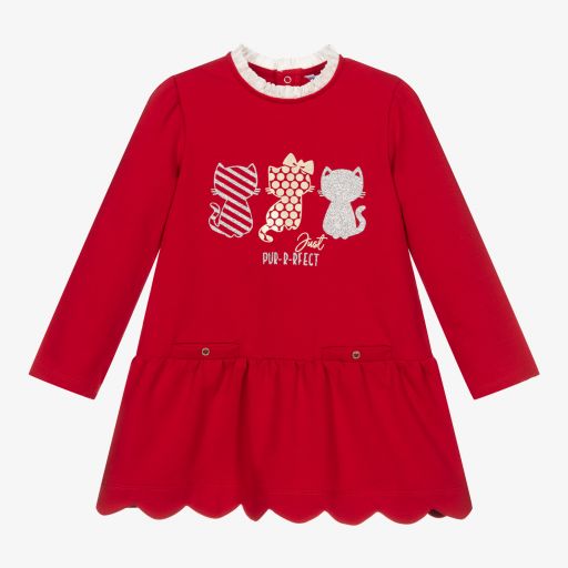 Mayoral-Red Jersey Cat Dress | Childrensalon Outlet