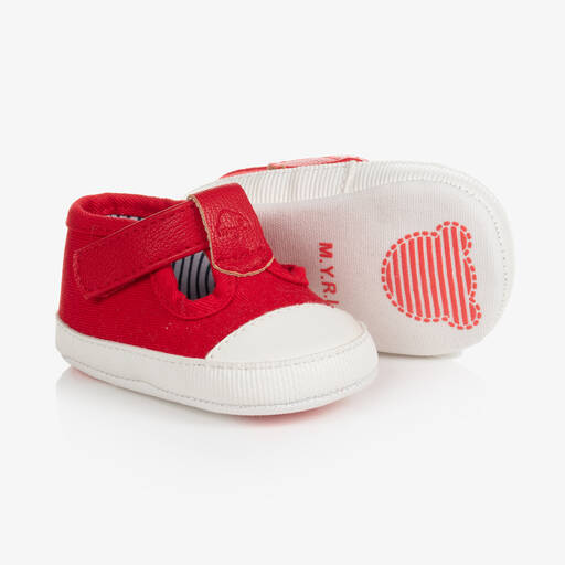 Mayoral-Red & White Canvas Pre-Walker Shoes | Childrensalon Outlet
