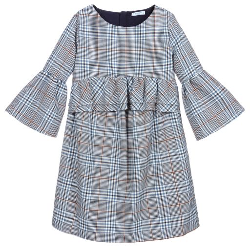 Mayoral-Teen Blue & Beige Check Dress | Childrensalon Outlet