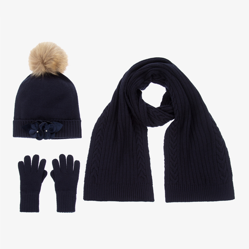 Mayoral-Teen Blue Gloves, Scarf & Hat  | Childrensalon Outlet