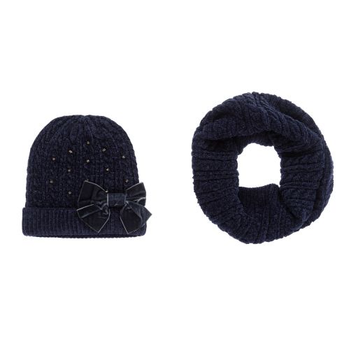 Mayoral-Teen Blue Knitted Hat Set  | Childrensalon Outlet